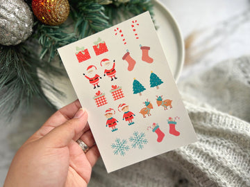 1 Sheet, Approx 13x90cm, Christmas Print Water Decal Image Transfer for Polymer Clay / Ceramics